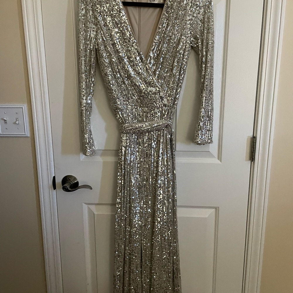 Holiday Party Jumpsuit: champagne color
